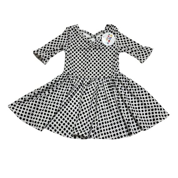 Dot Dot Smile NWT Girl's Size 2T White Black Polka Dot Ballerina Twirl Dress - Picture 1 of 6